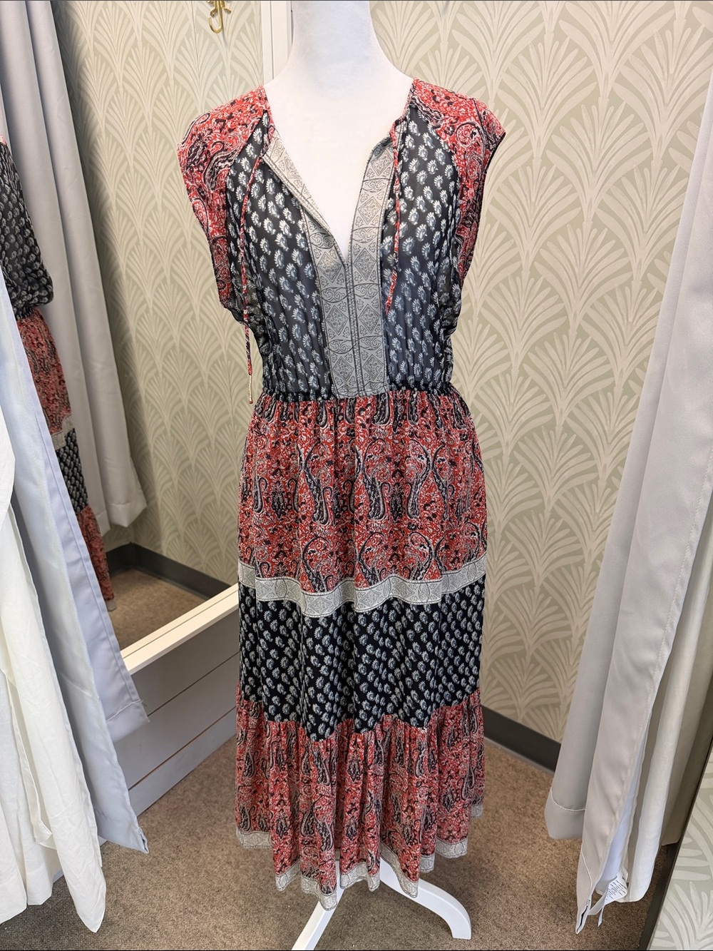 Ulla Johnson vintage sleeveless mixed-paisley midi dress